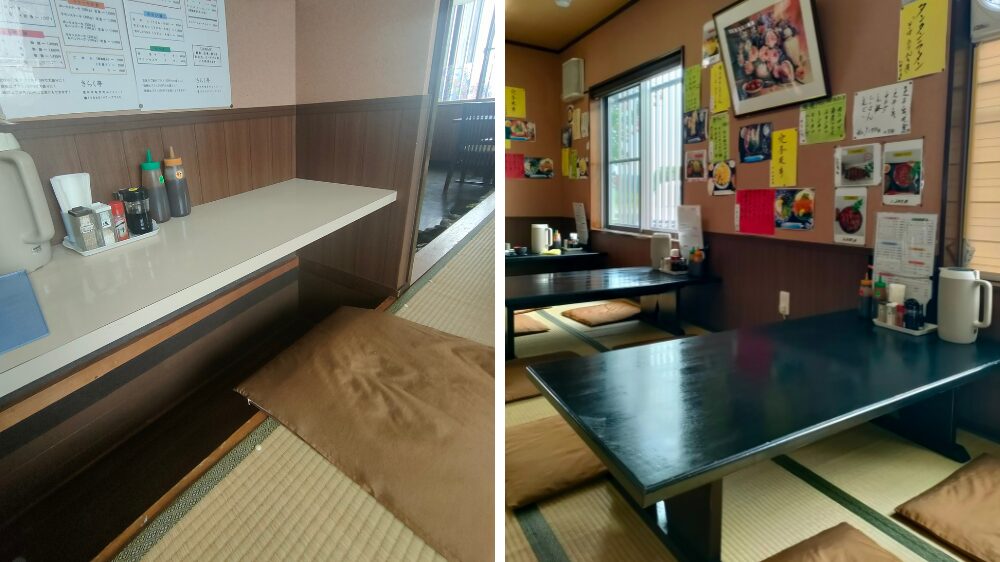 カウンター席と座卓