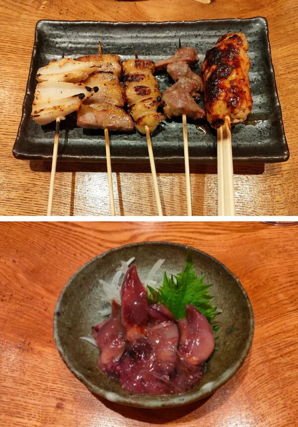 串焼き5本盛りとホタルイカの塩麹漬