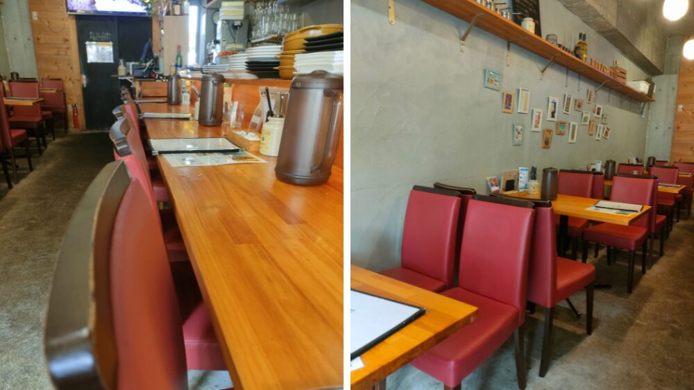 店内のカウンター席とテーブル席