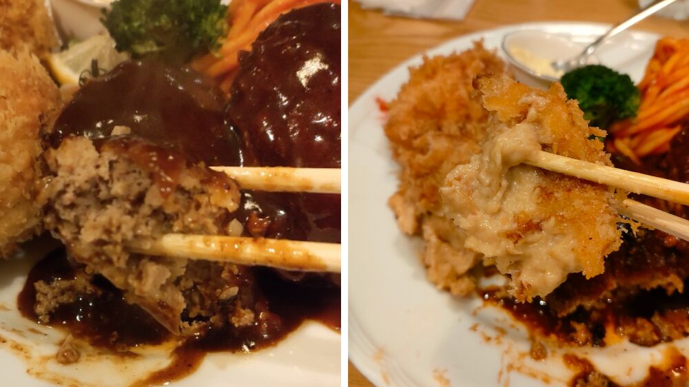 ハンバーグとカニクリームコロッケ