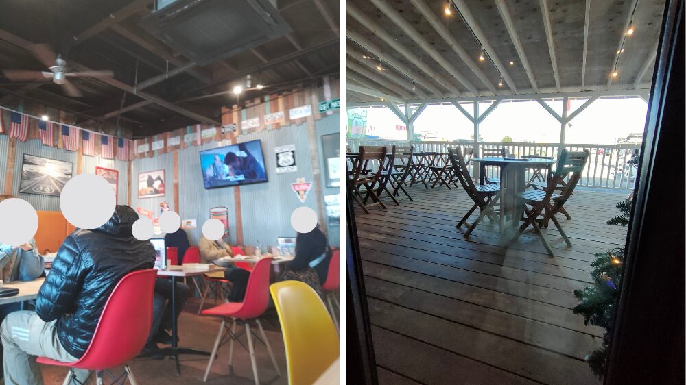 店内とデッキ席