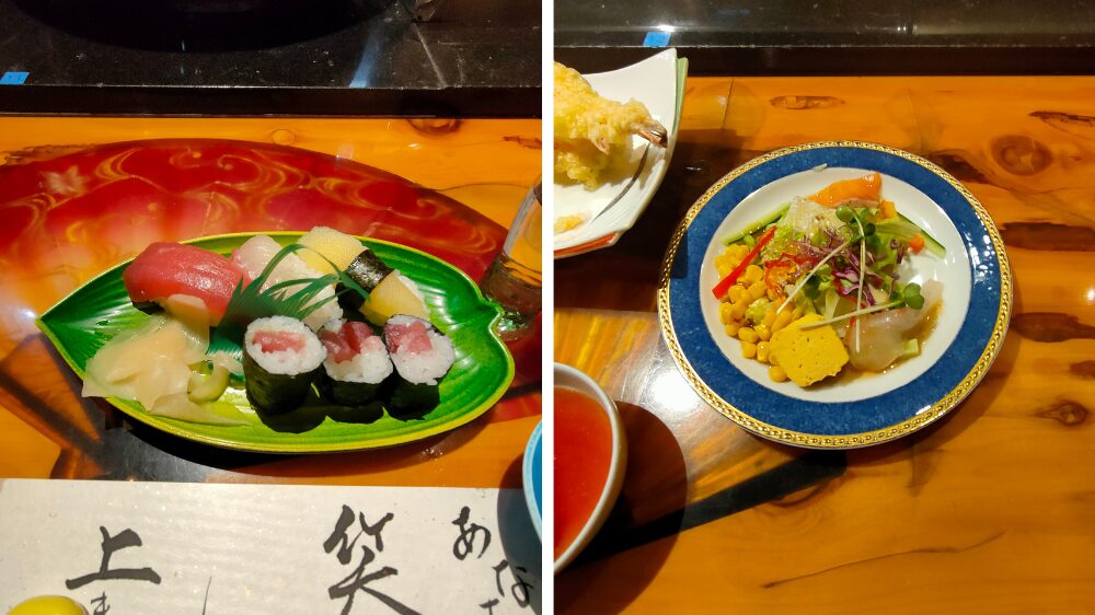 上寿司と刺身サラダ