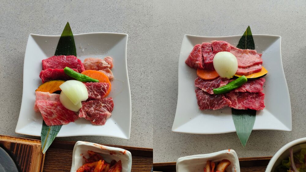 安福焼肉ランチ御膳の左が梅、右が松