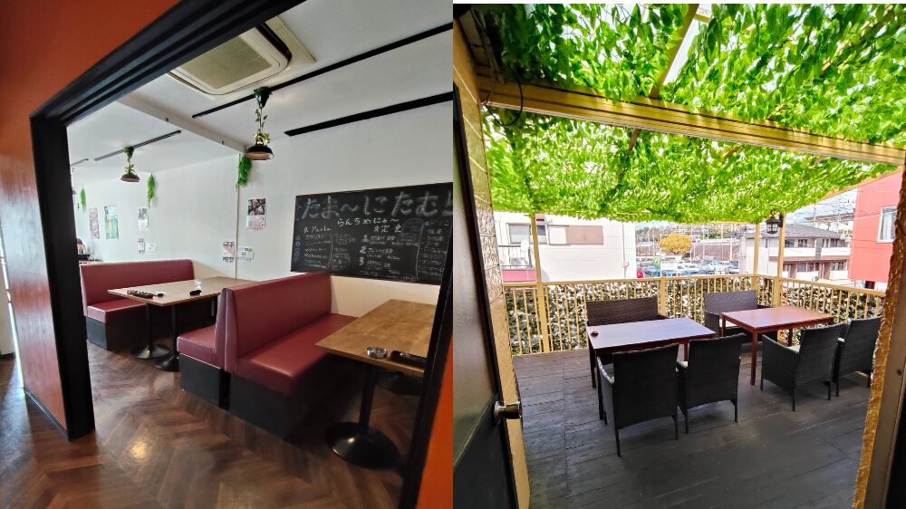 店内のソファ席とテラス席