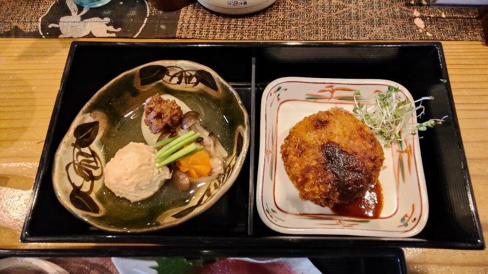 鶏つみれ炊き合わせとホタルイカクリームコロッケ