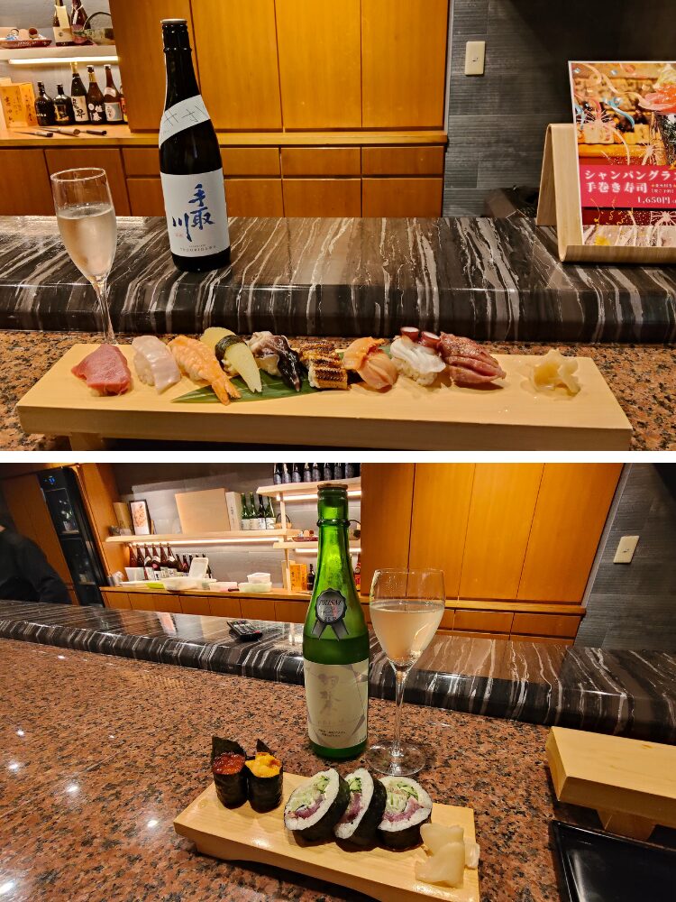 なぎさ寿司のおまかせ握りと日本酒