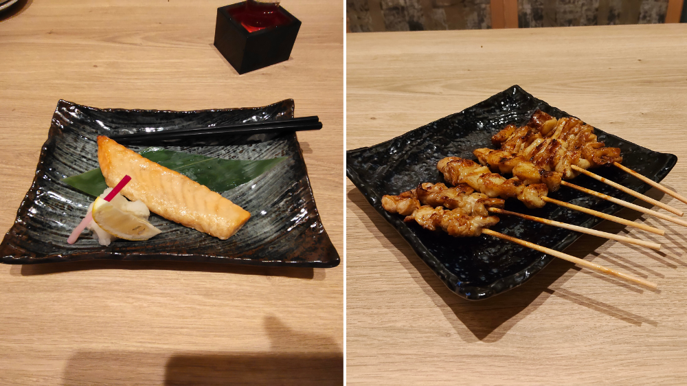 鮭ハラスの炙り、串焼き