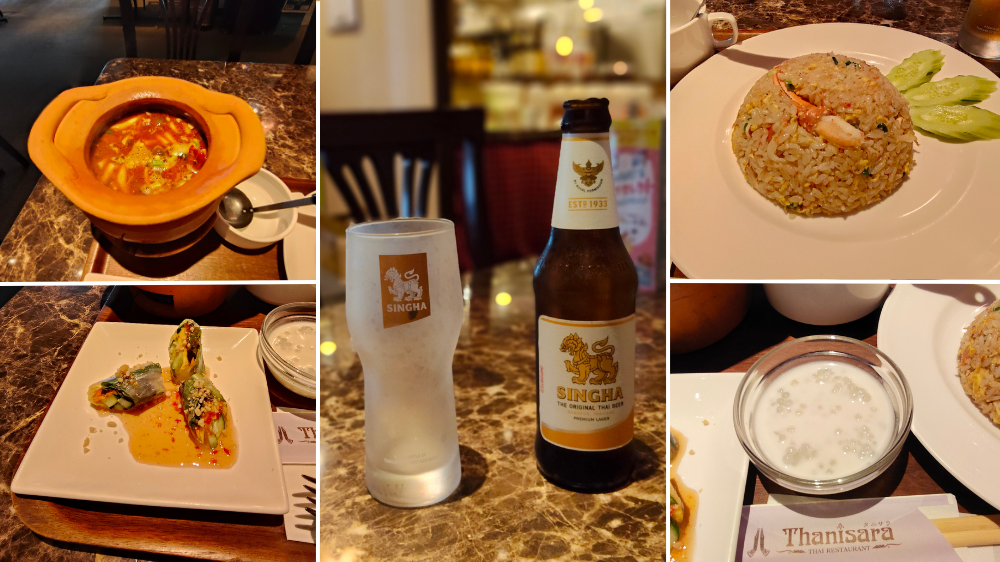 ランチセットのトムヤムクン＆カニチャーハンセットとビール